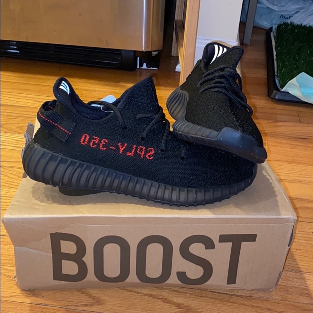 Yeezy 350 v2 black and red